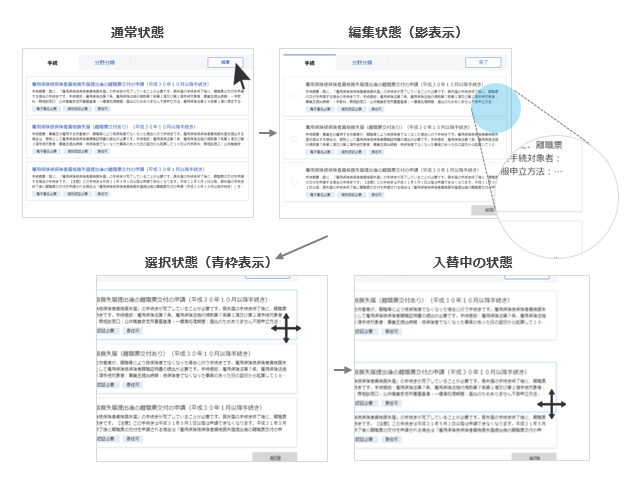 コンテンツ並び順入れ替え時の表示例